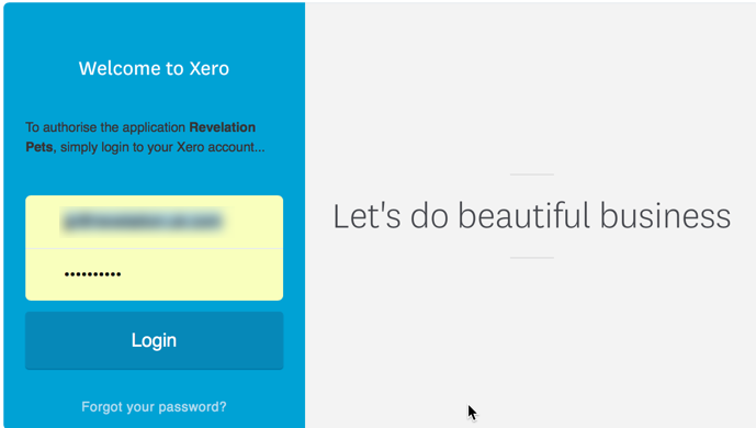 Xero login screen with password entry